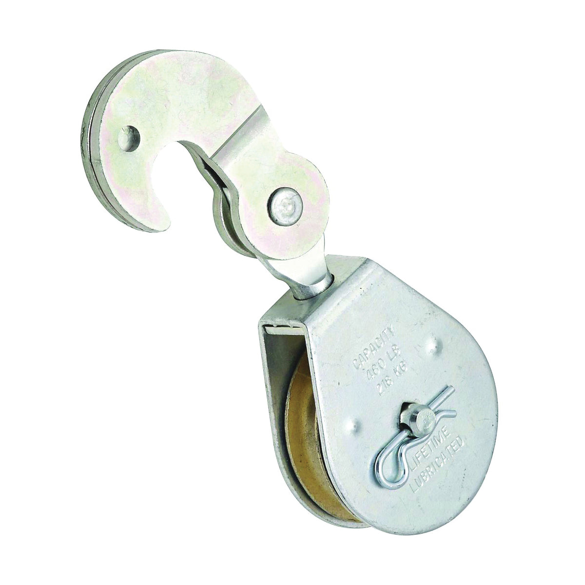 National Hardware N225-581 Pulley, 3/8 in Rope, 480 lb Working Load, 2 in Sheave, Zinc