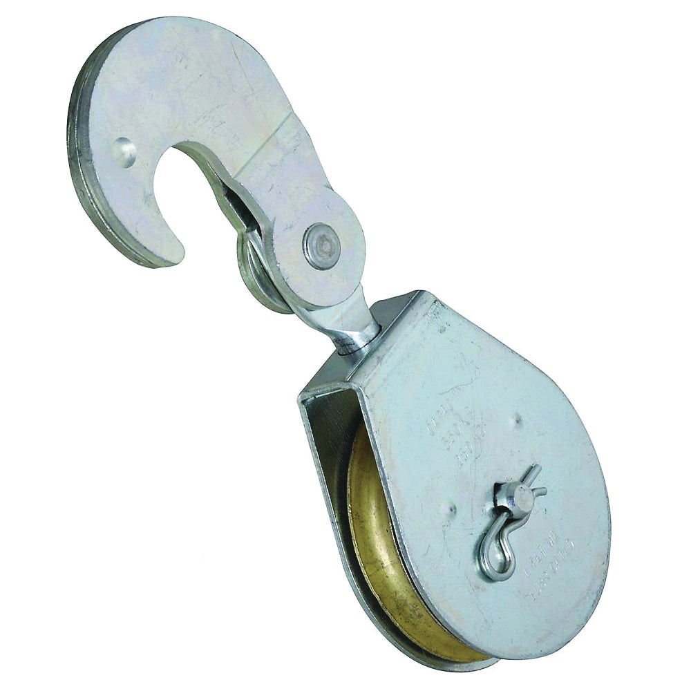National Hardware N225-599 Pulley, 3/8 in Rope, 550 lb Working Load, 2-1/2 in Sheave, Zinc