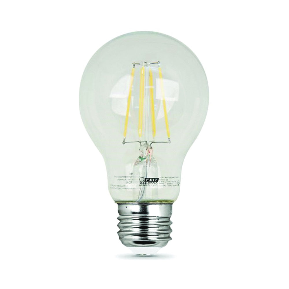 Feit Electric A1960/CL/850/LED/2 LED Lamp, General Purpose, A19 Lamp, 60 W Equivalent, E26 Lamp Base, Dimmable, Clear