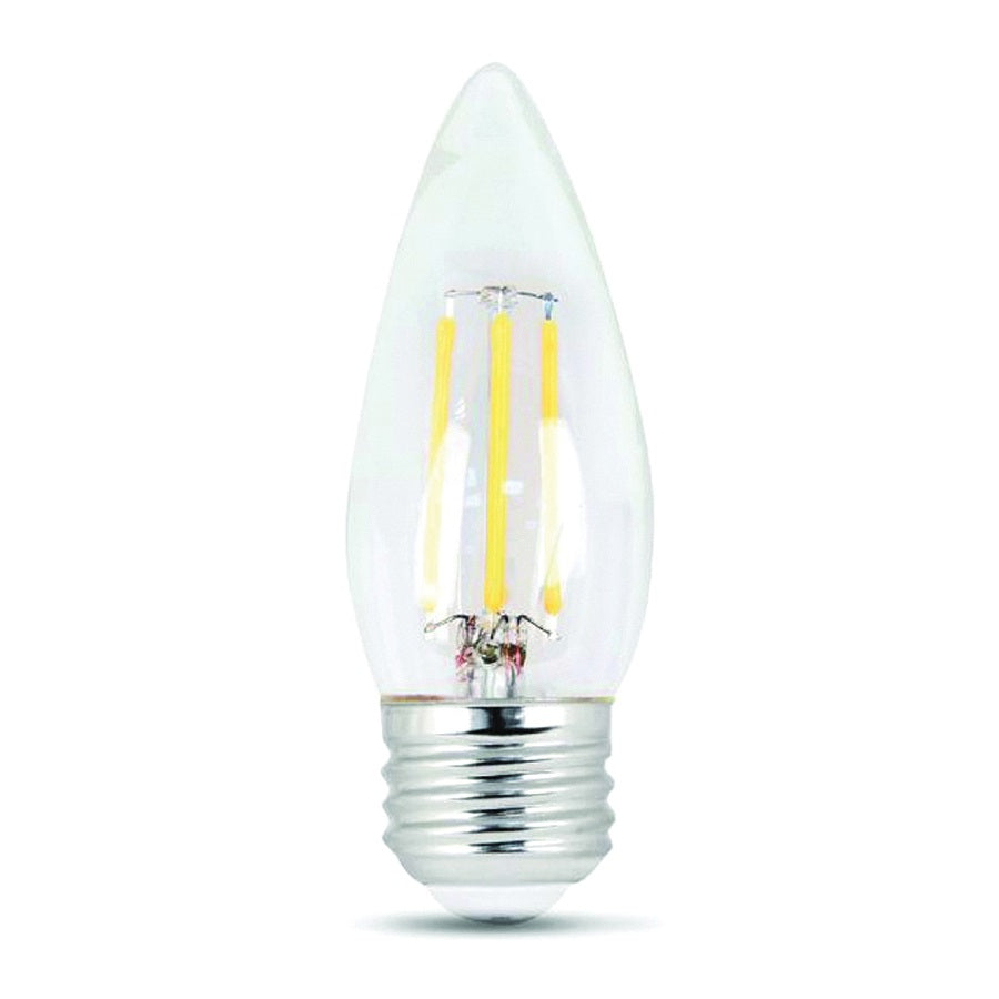 Feit Electric BPETC40/827/LED/2 LED Lamp, Specialty, Torpedo Tip Lamp, 40 W Equivalent, E26 Lamp Base, Dimmable, Clear