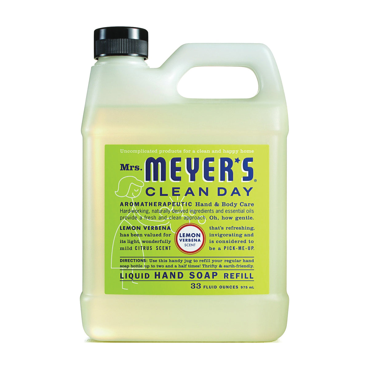 Mrs. Meyer's 12163 Hand Soap Refill, Liquid, Lemon Verbena, 33 oz Jug