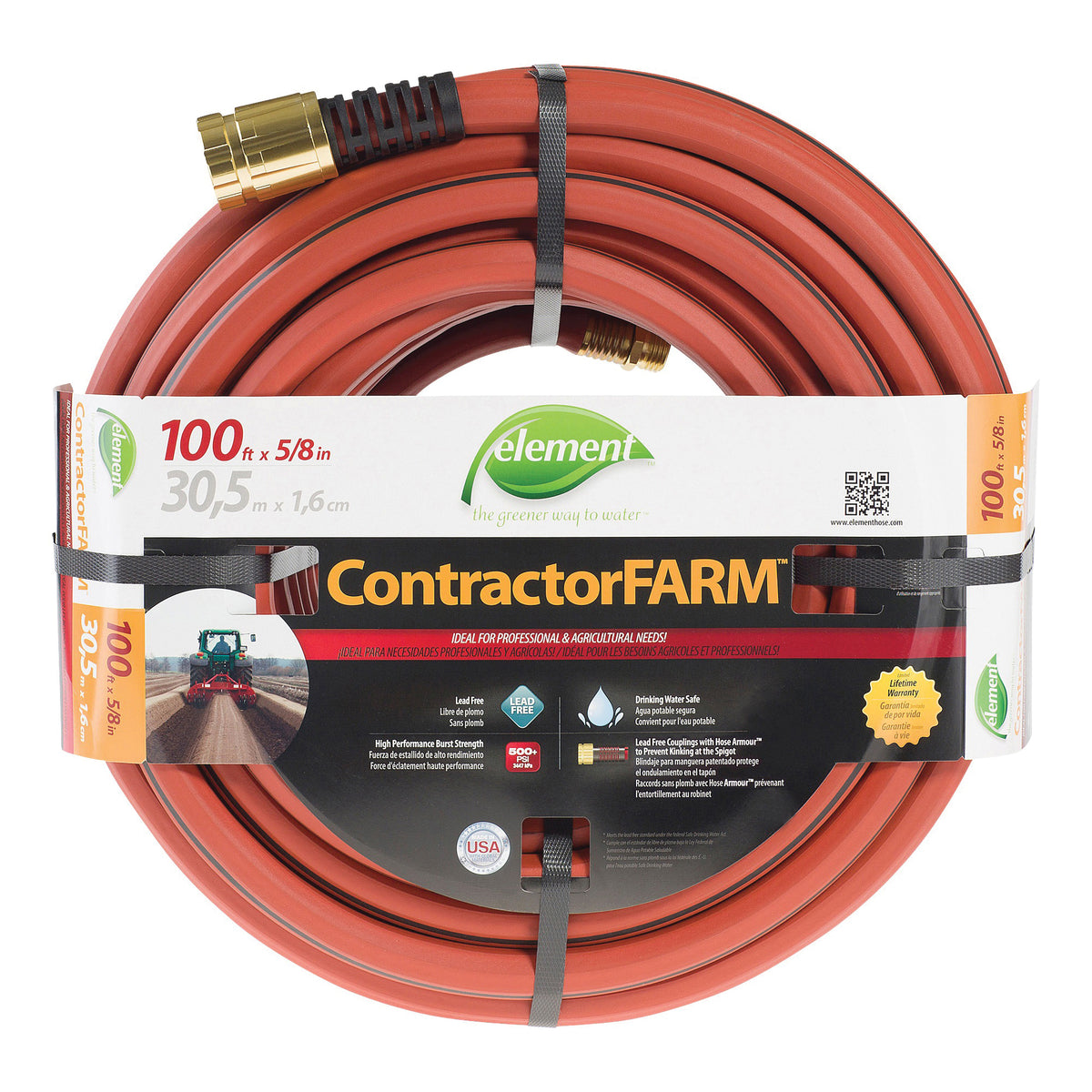 SWAN Element ContractorFARM ELCF58100 Water Hose, 100 ft L