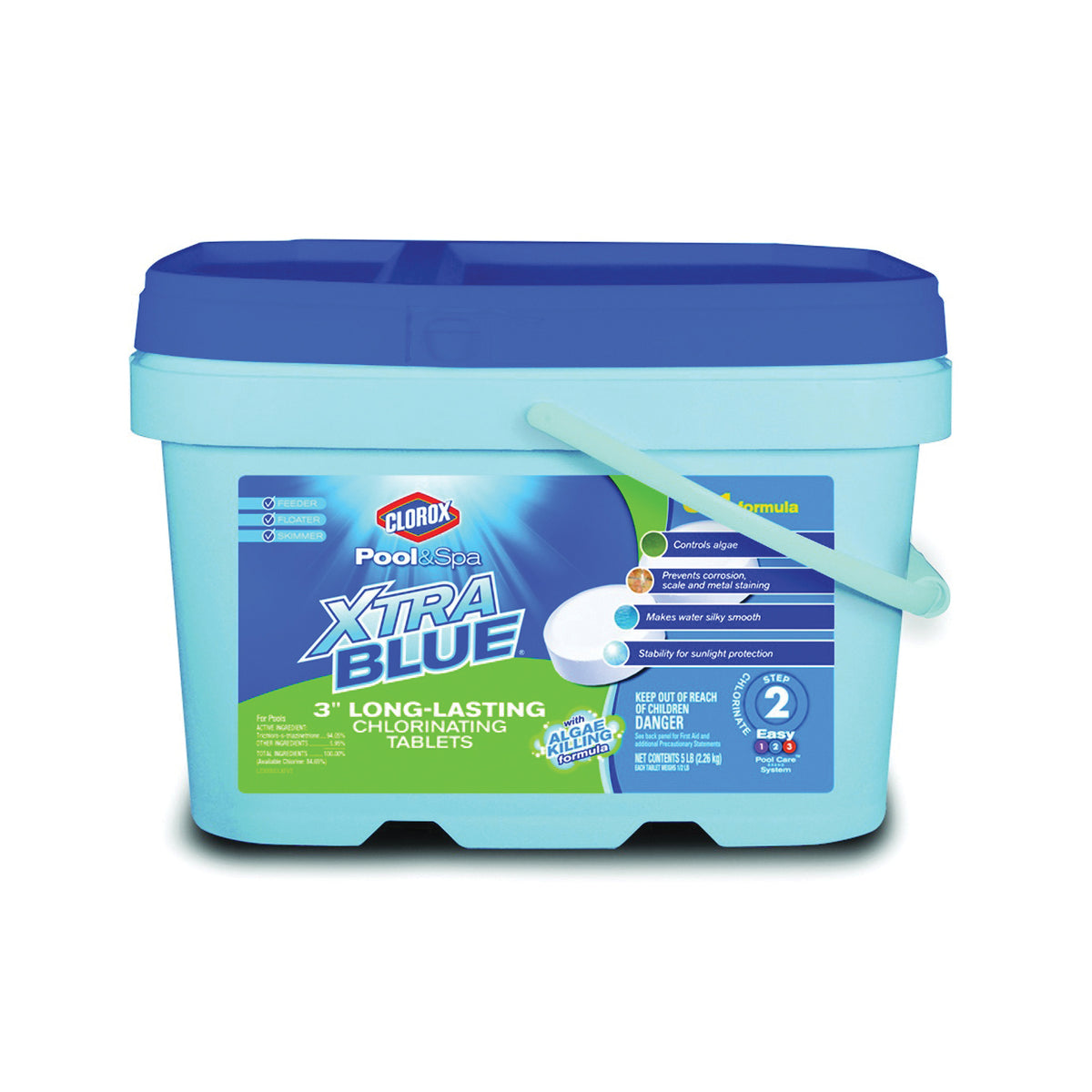 Clorox POOL &amp; Spa XtraBlue 23005CLX Chlorinating Tablet, Solid, Chlorine, 5 lb