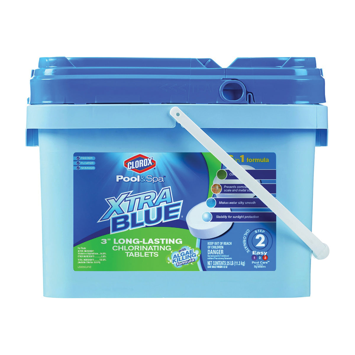 Clorox POOL &amp; Spa XtraBlue 23025CLX Chlorinating Tablet, Solid, Chlorine, 25 lb