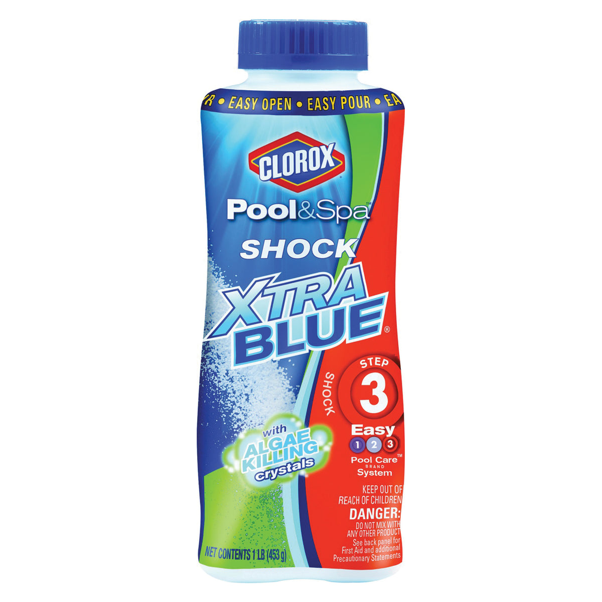 Clorox POOL &amp; Spa Shock XtraBlue 33030CLX Pool Chemical, 1 lb Bottle, Granular, Chlorine