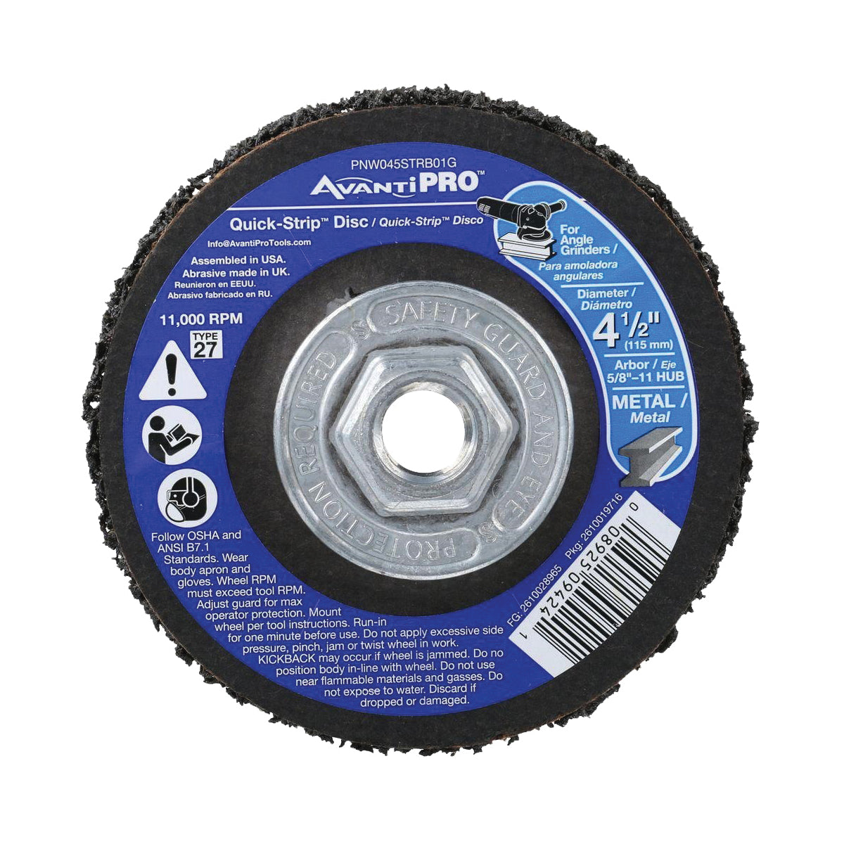 Diablo PNW045STRB01G Quick-Strip Disc, 4-1/2 in Dia, 5/8-11 Arbor