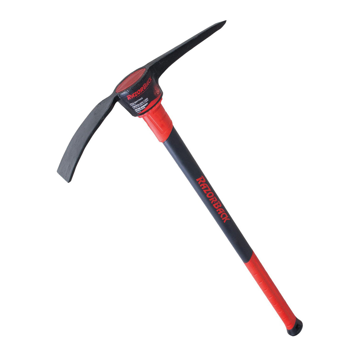 RAZOR-BACK 4118000 Pick Mattock, 18-1/4 in L Blade, 3-1/2 in W Blade, Fiberglass Handle, 34.26 in OAL