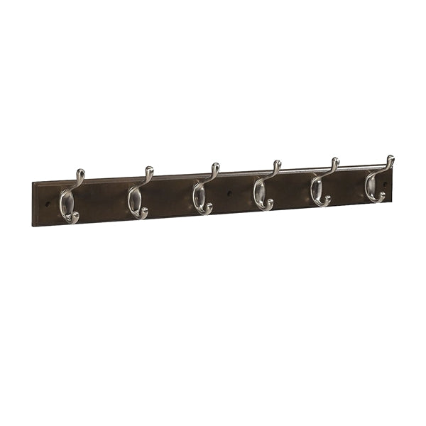 National Hardware DPV8170 S813-006 Hook Rail, 6-Hook, Wood, Satin Nickel