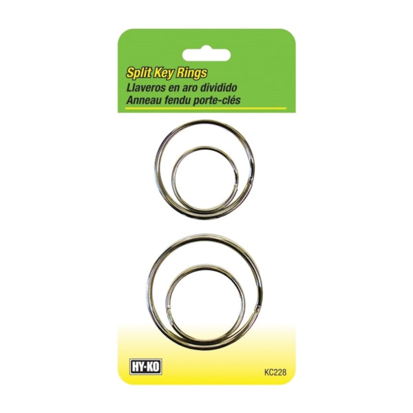 HY-KO KC228 Key Ring, Split Ring, 1, 1-1/2, 1-1/4, 3/4 in Ring