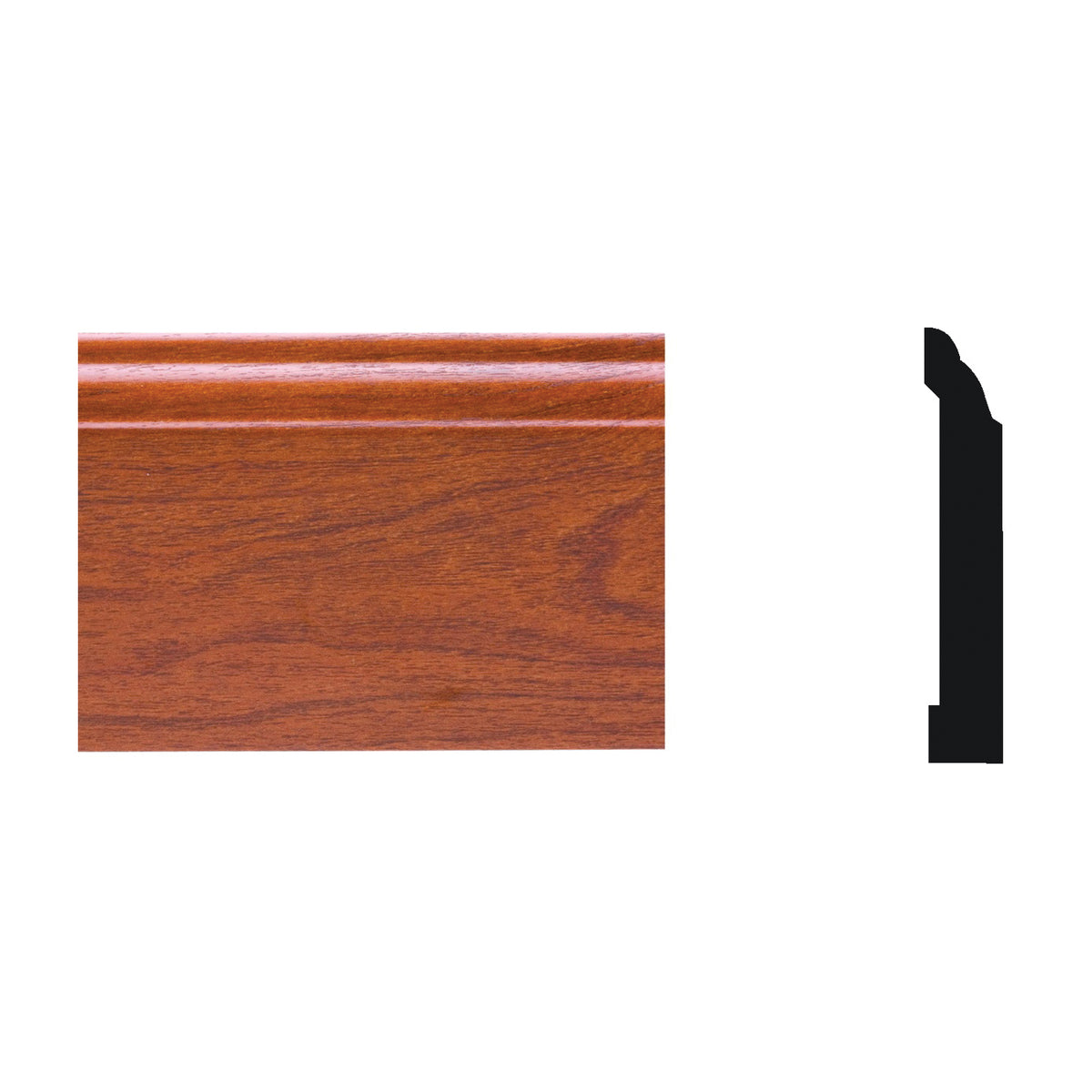Royal 5074501 Interior Colonial Base Moulding, 8 ft L, 7/16 in W, Cellular PVC, Brown/Gunstock, Woodgrain