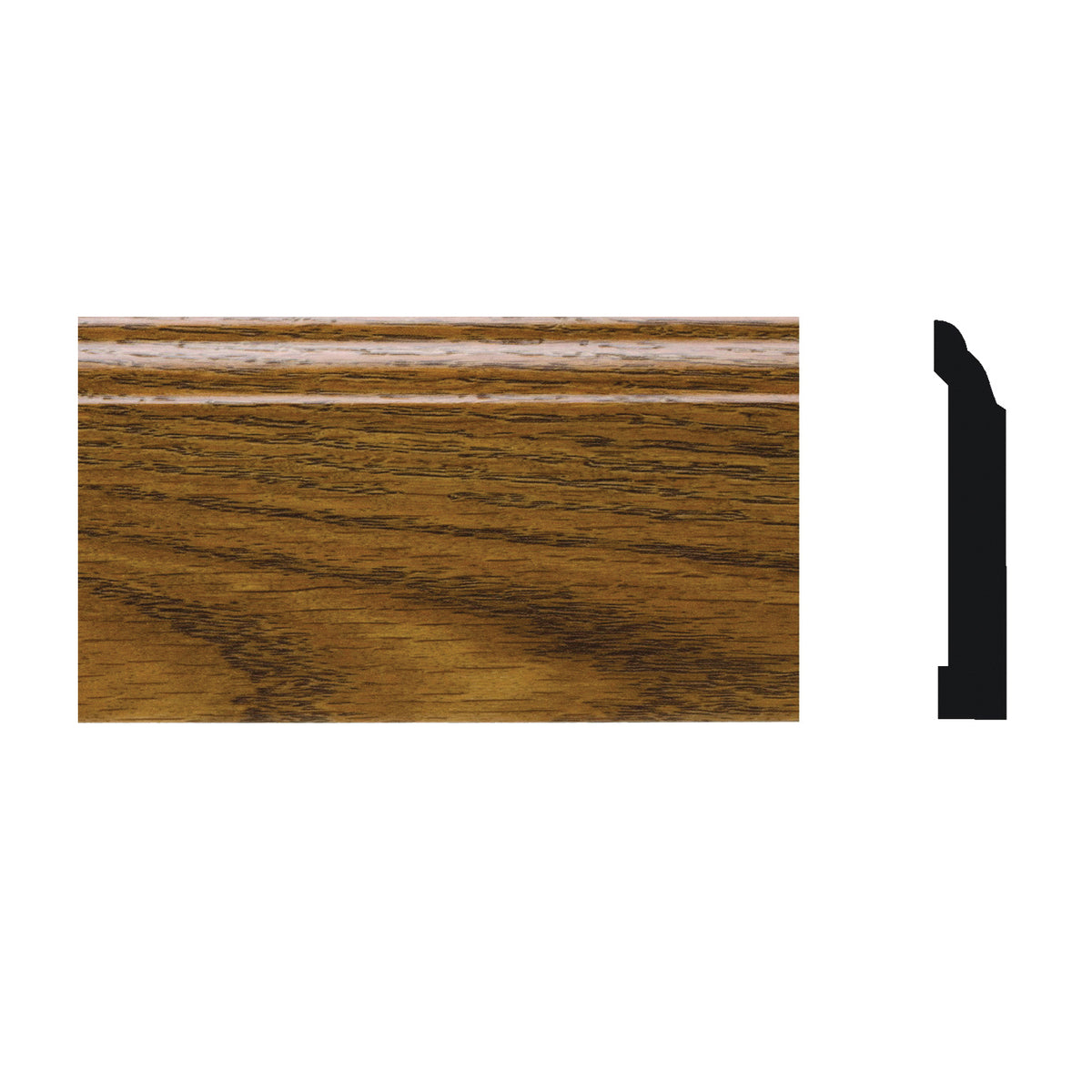 Royal 5074359 Interior Colonial Base Moulding, 8 ft L, 7/16 in W, Cellular PVC, Highlands Oak, Woodgrain