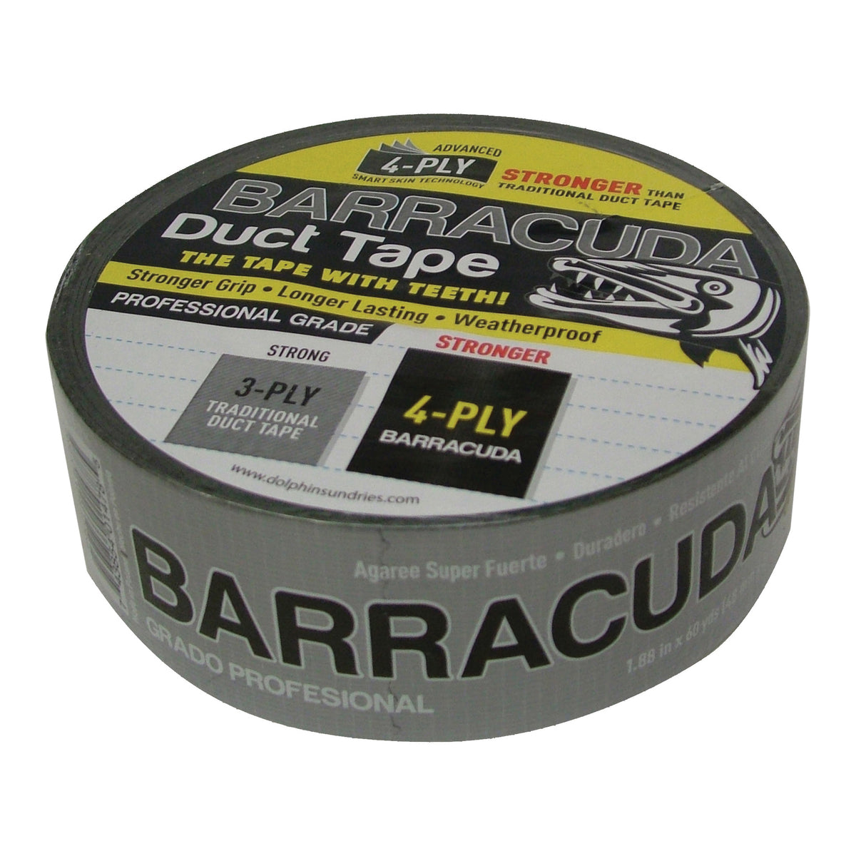 Barracuda TP DUCT BARA BLK Duct Tape, 60 yd L, 1.88 in W, Black/Silver