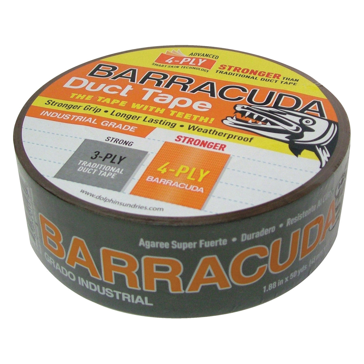 Barracuda TP DUCT BARA ORG Duct Tape, 50 yd L, 1.88 in W, Black/Orange