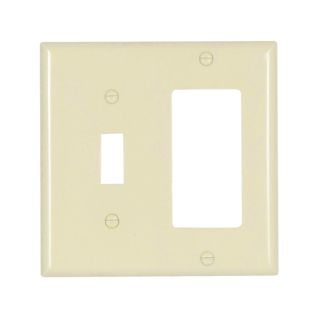 Eaton Wiring Devices 2153LA-BOX Combination Wallplate, 4-1/2 in L, 4-9/16 in W, 2 -Gang, Thermoset, Light Almond