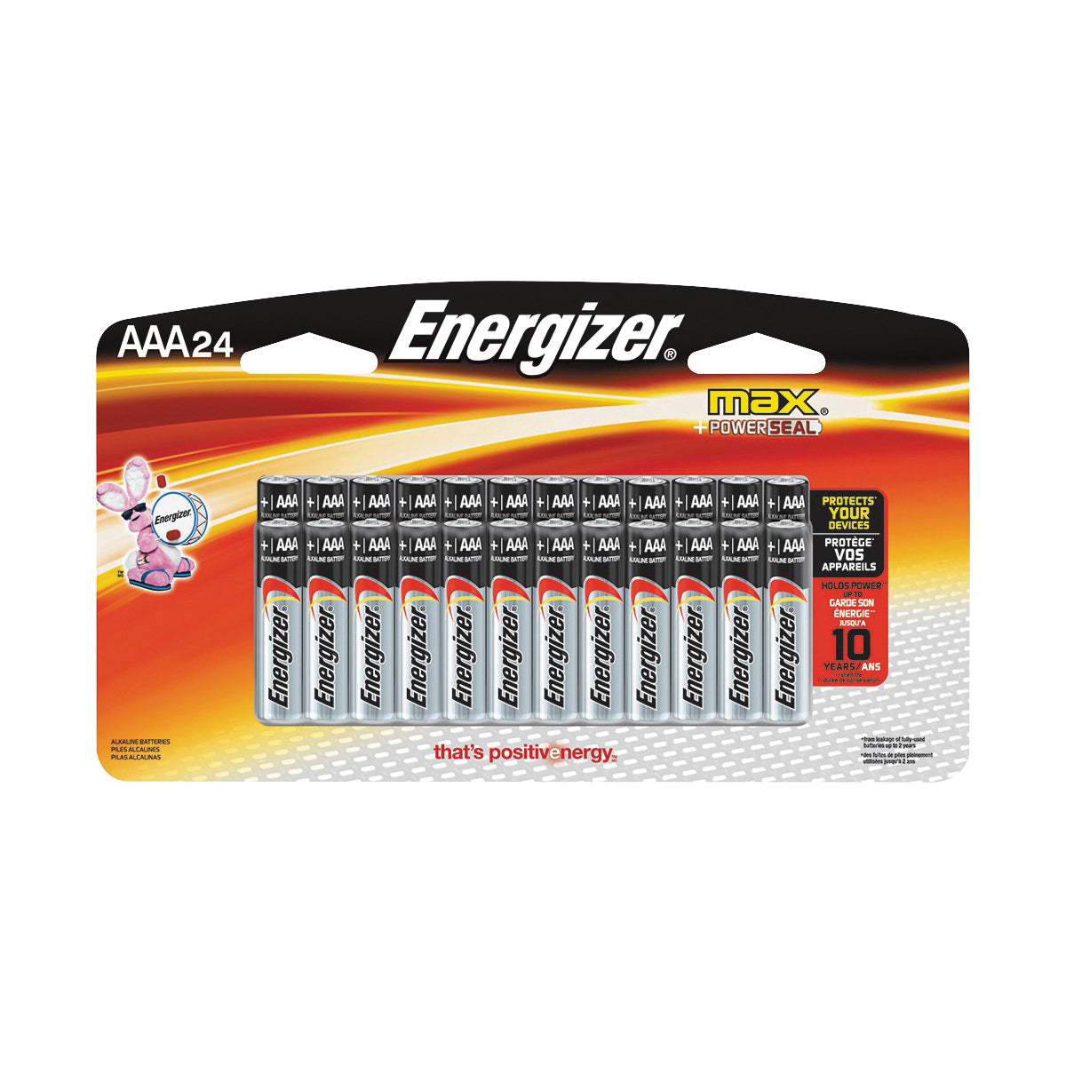 Energizer E92BP-24 Battery, 1.5 V Battery, 1250 mAh, AAA Battery, Alkaline, Manganese Dioxide, Zinc