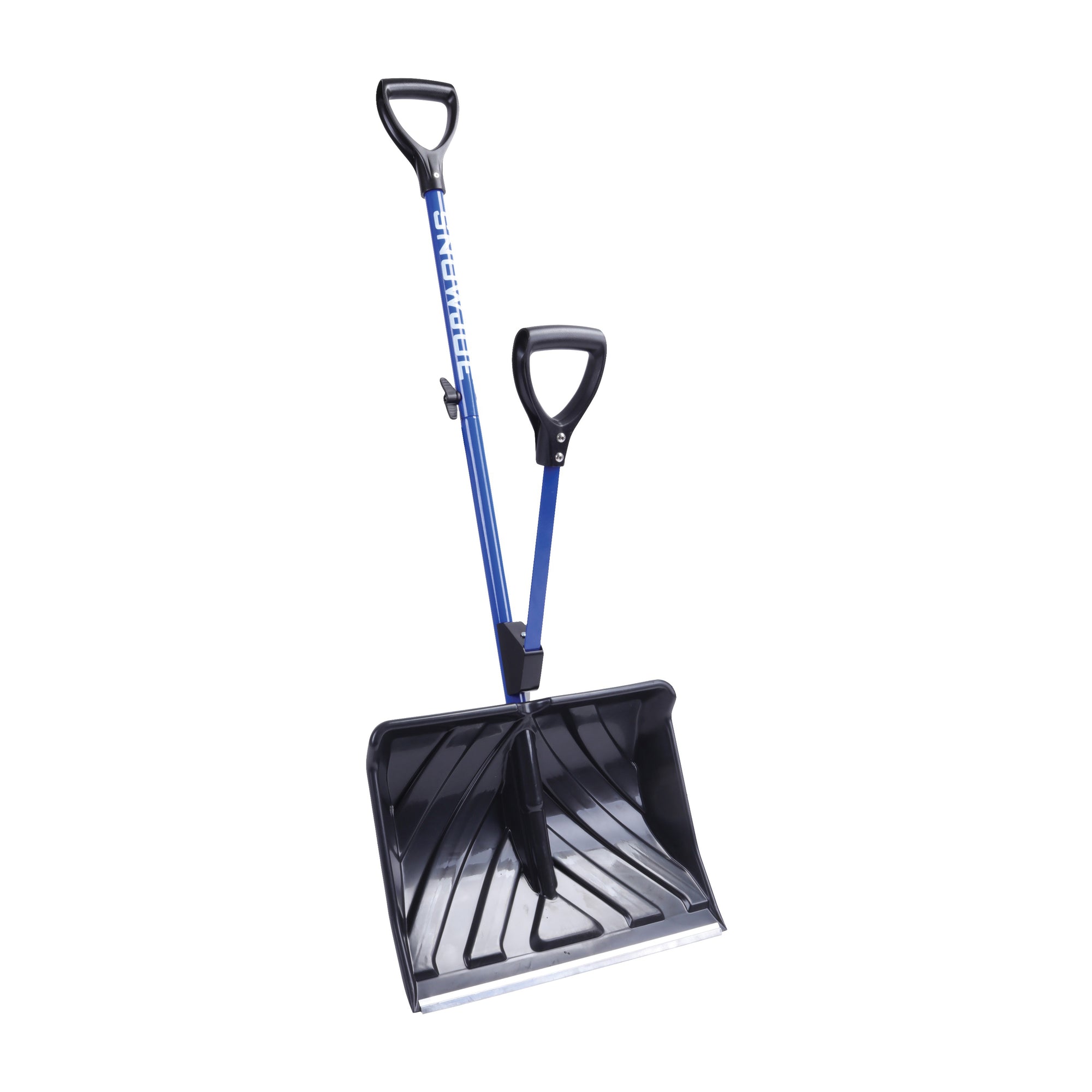 Snow Joe SJ-SHLV01 Strain-Reducing Snow Shovel, 18 in W Blade, 18 in L Blade, Polycarbonate Blade, 50 in OAL, Blue