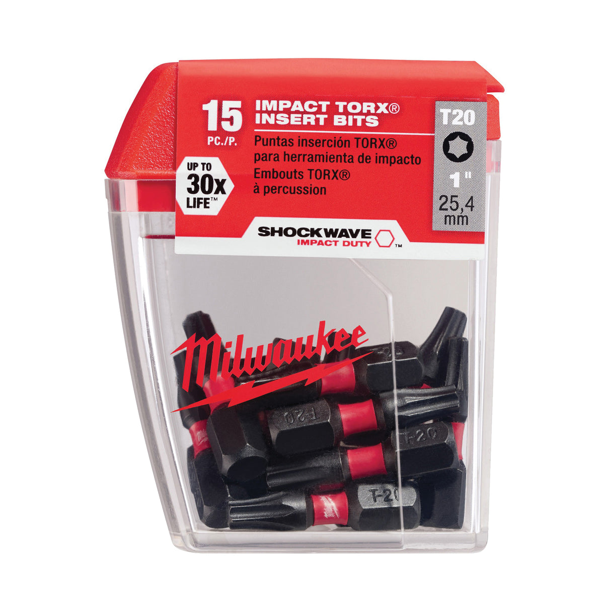 Milwaukee SHOCKWAVE 48-32-5011 Insert Bit, T20 Drive, Torx Drive, 1/4 in Shank, Hex Shank, 1 in L, S2 Steel