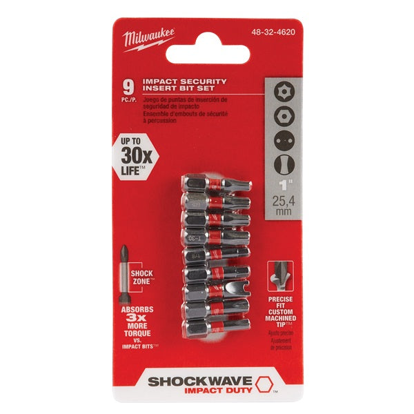 Milwaukee 48-32-4620 Security Insert Bit Set, 9-Piece, Steel, Black Phosphate