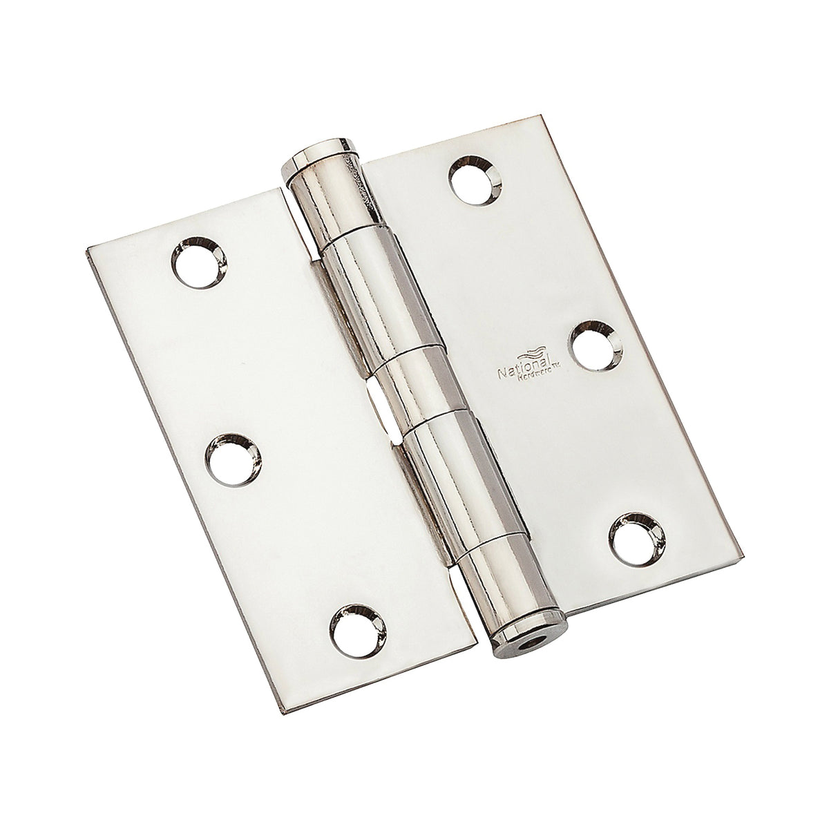 National Hardware 179 Series N236-110 Standard Weight Template Hinge, 3-1/2 in H Frame Leaf, Steel, Chrome, 80 lb