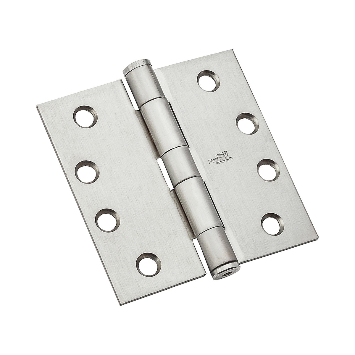 National Hardware 179 Series N236-128 Standard Weight Template Hinge, 4 in H Frame Leaf, Steel, Satin Chrome, 85 lb