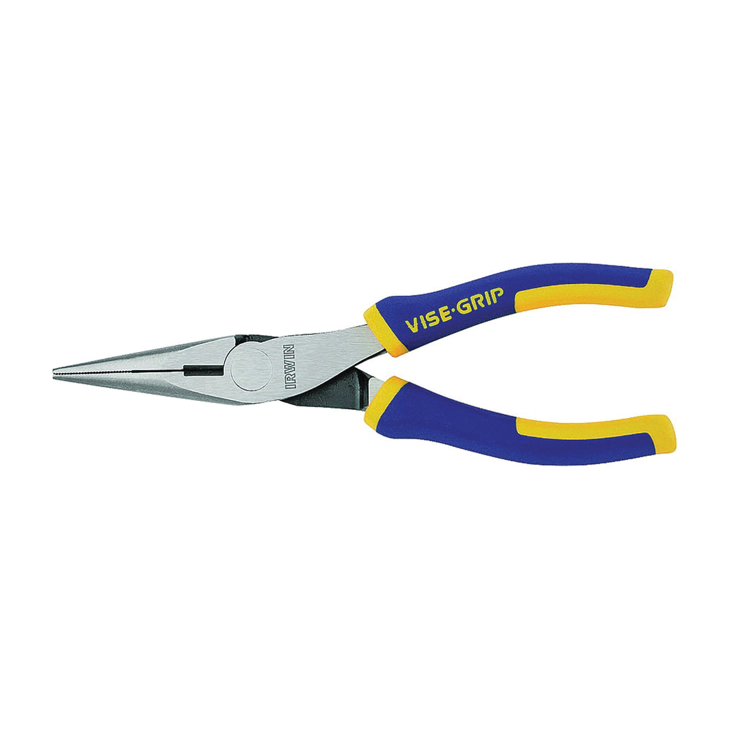 IRWIN 2078216 Nose Plier, Blue/Yellow Handle, ProTouch Grip Handle, 23/32 in W Jaw, 1-25/32 in L Jaw