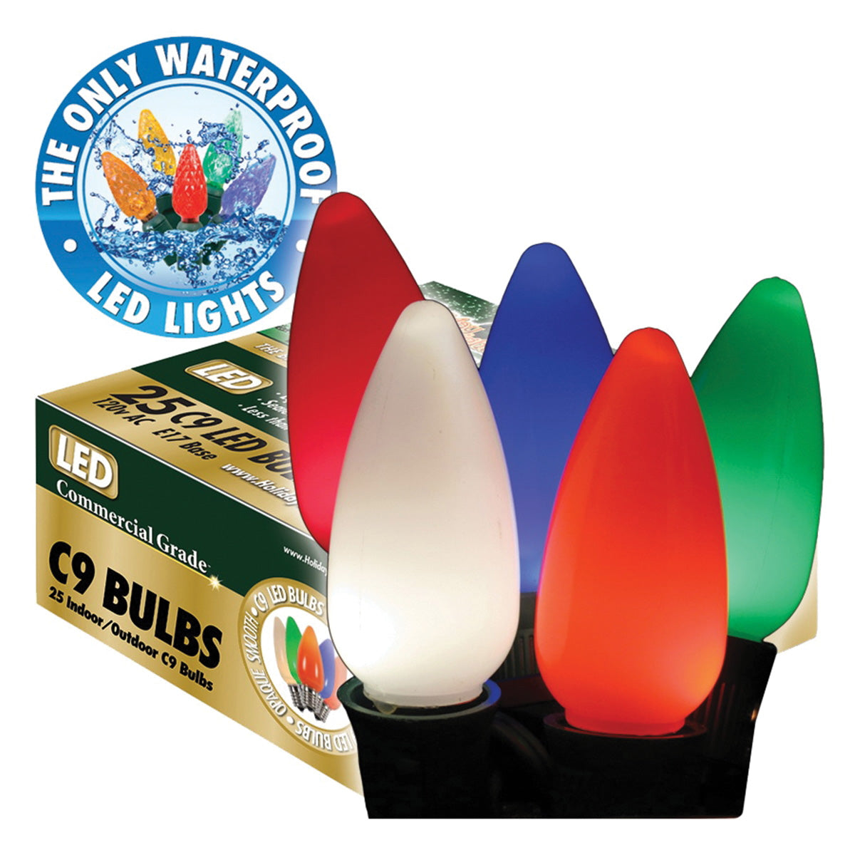 Holiday Bright Lights BU25-LEDSC9-OMU Light Bulb, 0.6 W, Intermediate (E17) Lamp Base, LED Lamp, Multi-Color Light