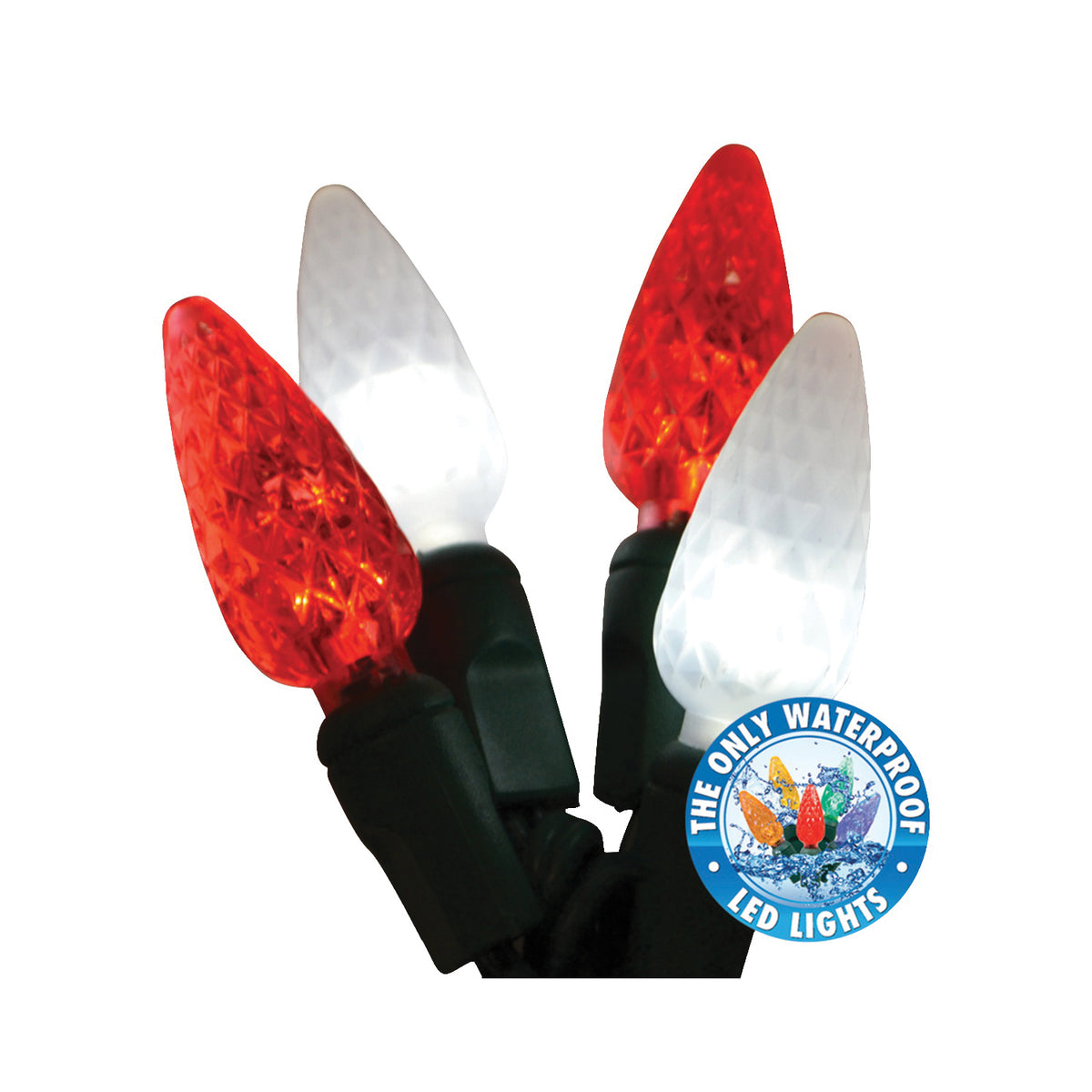 Holiday Bright Lights LEDBX-C650-CC6 Light Set, 50-Lamp, LED Lamp, Pure White Frost/Red Lamp, 26 ft L