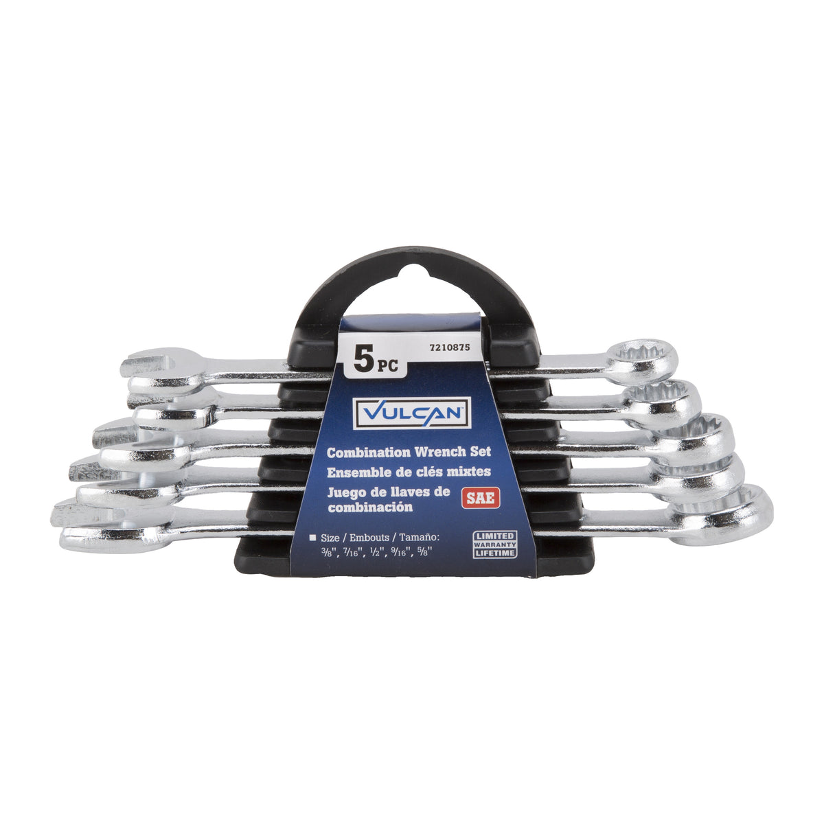 Vulcan JL16061 Combination Wrench Set, 5-Piece, Steel, Chrome, Silver