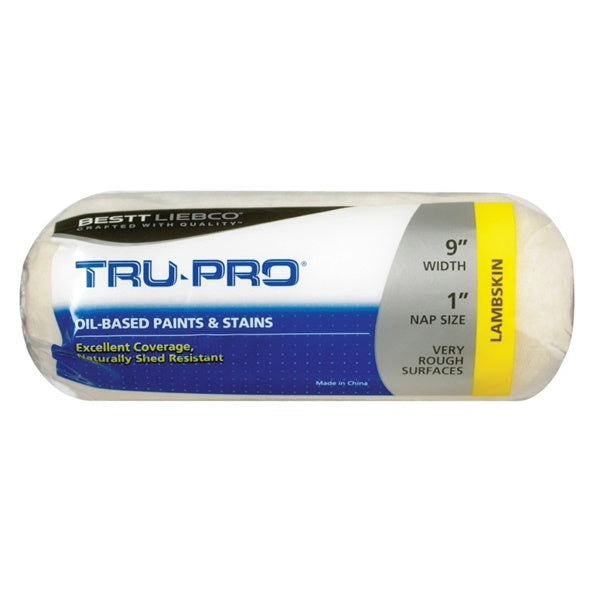 Tru-Pro 578110900 Roller Cover, 1/2 in Thick Nap, 9 in L, Lambskin Cover