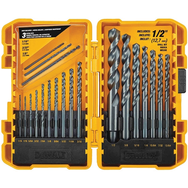 DeWALT DW1177 Drill Bit Set, 20-Piece, HSS, Black Oxide