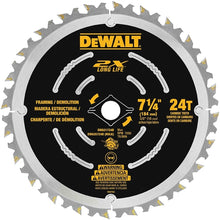 Load image into Gallery viewer, DeWALT DWA31724D Saw Blade, 7-1/4 in Dia, 5/8 in Arbor, 40-Teeth, Carbide Cutting Edge, Applicable Materials: Wood
