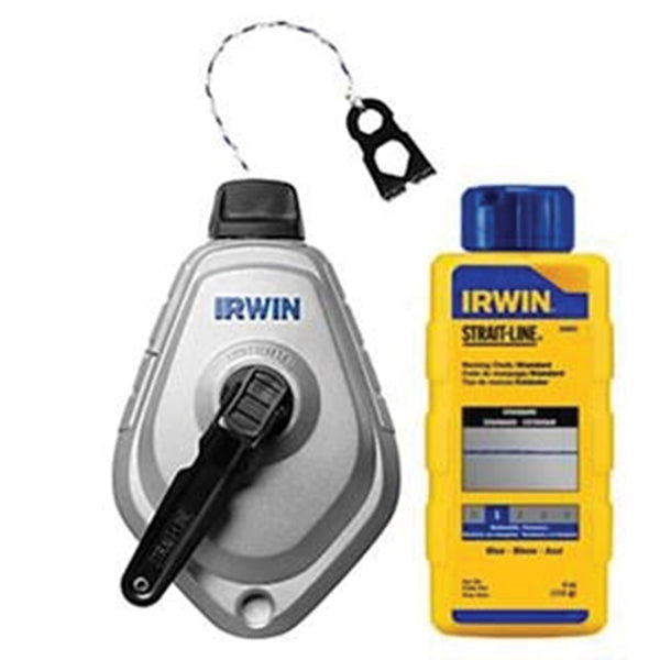 IRWIN STRAIT-LINE MACH6 Series 1932890 Chalk Reel and Chalk Combo, 100 ft L Line, Black/White Line, 6:1 Gear Ratio