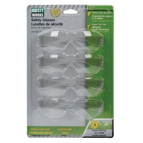 SAFETY WORKS 10087608 Safety Glasses, Unisex, Anti-Fog Lens, Rimless Frame