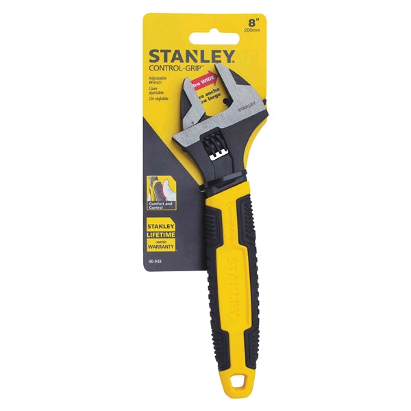 STANLEY 90-948 Adjustable Wrench, 8 in OAL, 1-1/4 in Jaw, Steel