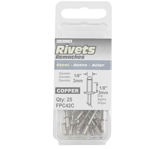 SUREBONDER FPC42C Rivet, Short, 1/8 in L, Aluminum/Copper