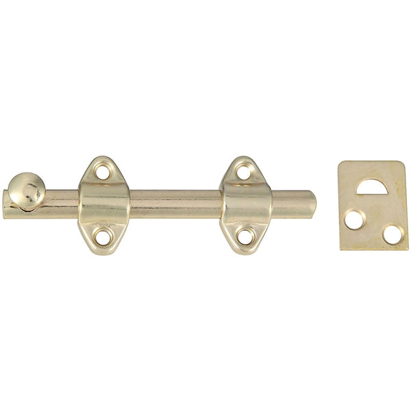 National Hardware N236-342 Surface Bolt, 7/16 in Bolt Head, Steel, Satin Brass