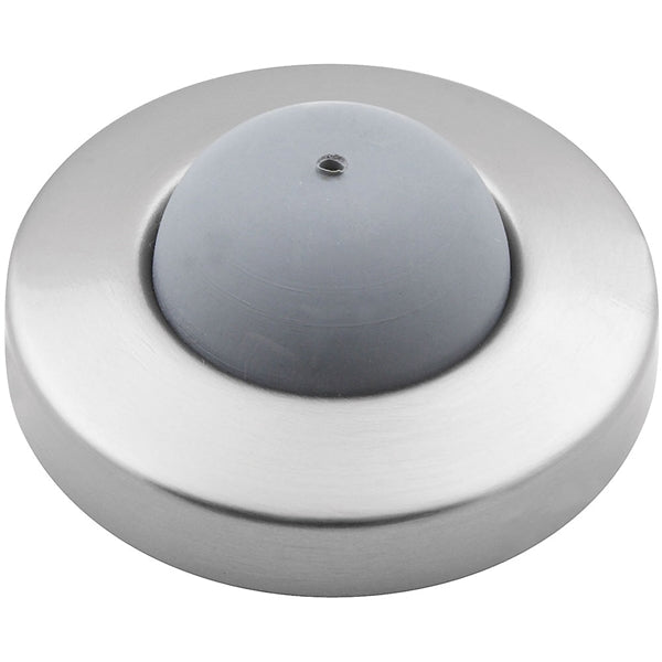 National Hardware N829-276 Door Stop, 2-1/2 in Dia Base, Brass, Satin Chrome