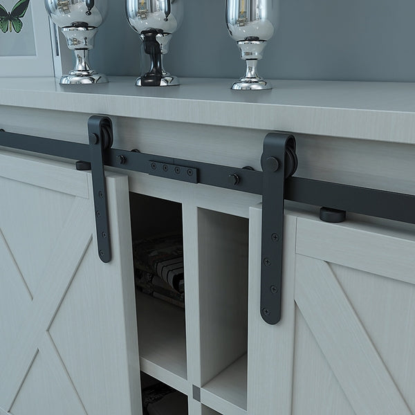 National Hardware N186-902 Sliding Door Hardware Mini Kit, 48 in L Track, Steel, Oil-Rubbed Bronze, Strap Mounting