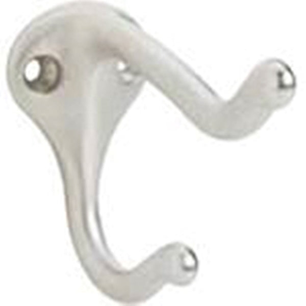 Schlage Ives 571A14 Coat and Hat Hook, 9 lb, 2-Hook, Aluminum, Nickel