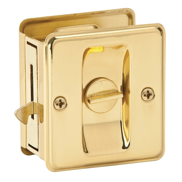 Schlage 991-605 Pocket Door Lock, Left, Right Hand, Brass, 1-3/8 to 1-1/2 in Thick Door
