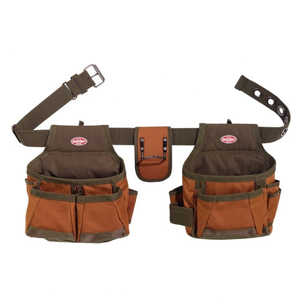 Bucket Boss 50200 Builder's Rig, 52 in Waist, Poly Ripstop Fabric, Brown/Green, 12-Pocket