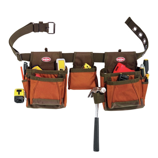 Bucket Boss 50250 Handyman's Rig, 52 in Waist, Poly Ripstop Fabric, Brown/Green, 11-Pocket