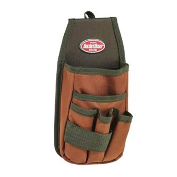 Bucket Boss 54170 Utility Pouch, 5-Pocket, Poly Ripstop Fabric, Brown/Green, 5 in W, 9 in H, 2 in D