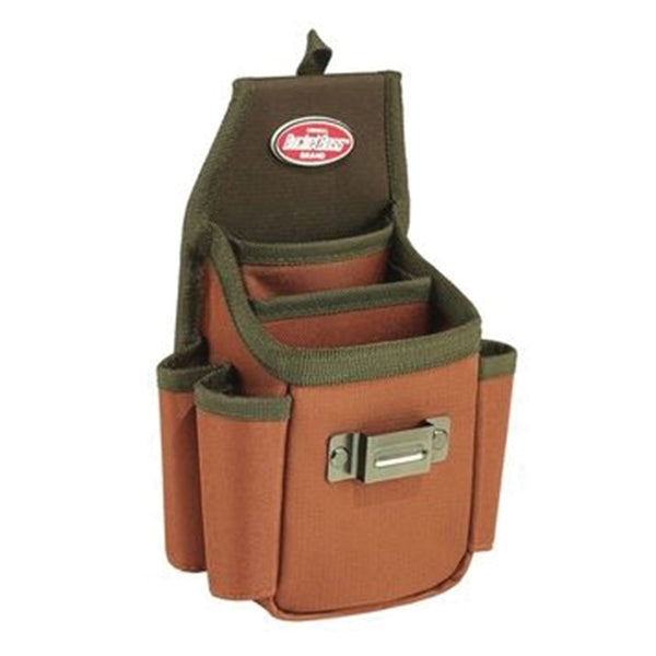 Bucket Boss 54175 Utility Plus Pouch, 3-Pocket, Poly Ripstop Fabric, Brown/Green, 6-1/2 in W, 9-1/5 in H, 4 in D