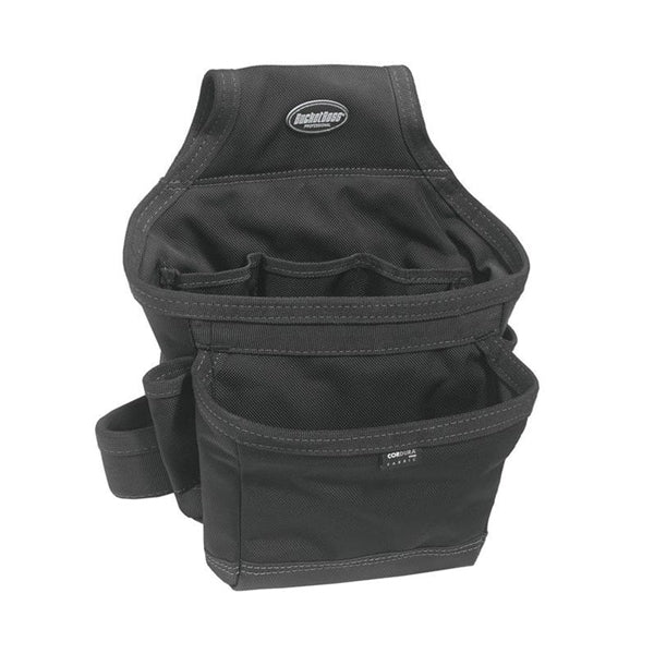 Bucket Boss 57200 Ballistic Carpenter&#39;s Pouch, 12-Pocket, Fabric, Black, 12 in W, 12 in H, 7 in D