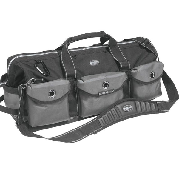 Bucket Boss Professional Series 65024 Extreme Big Daddy Tool Bag, 26 in W, 11 in D, 12 in H, 28-Pocket, Poly Fabric