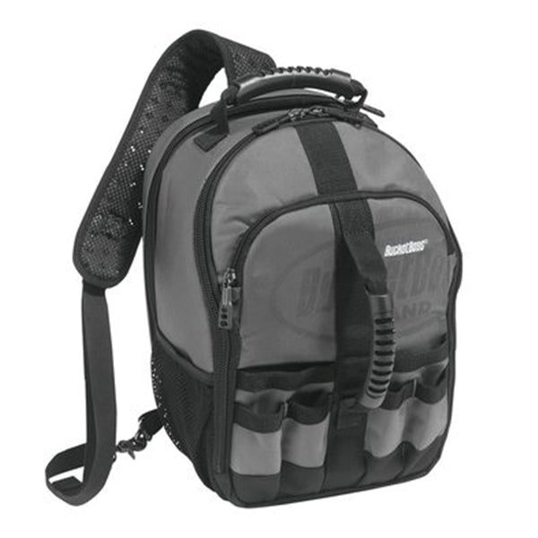 Bucket Boss Professional Series 65160 Sling Pack Tool Bag, 10-1/2 in W, 8 in D, 15 in H, 24-Pocket, Poly Fabric