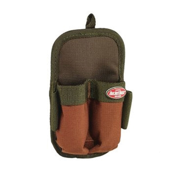 Bucket Boss 54180 Double-Barrel Sheath, 2-Pocket, Poly Ripstop Fabric, Brown/Green, 4 in W, 7 in H, 1-1/2 in D