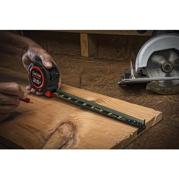 Crescent Lufkin L1205CB Tape Measure, 25 ft L Blade, 1-3/16 in W Blade, Steel Blade, Rubber Case