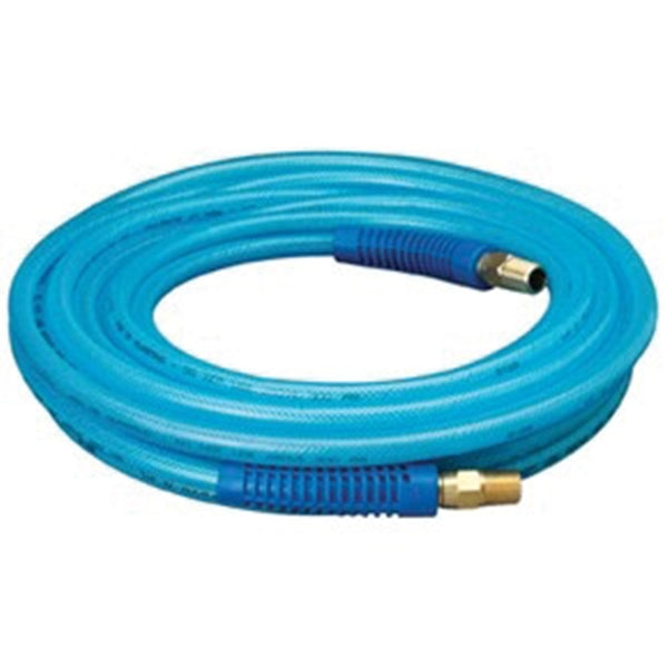 Amflo 12-25E Air Hose, 1/4 in ID, 25 ft L, MNPT, 300 psi Pressure, Polyurethane, Blue